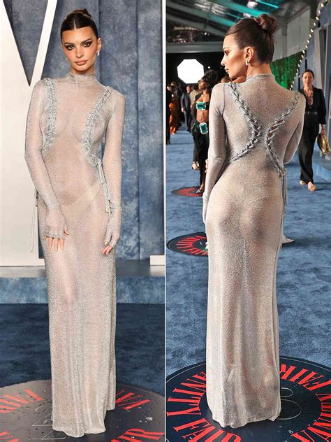 Emily Ratajkowski Wears Sheer Silver Dress at 2023 Oscars Afterparty