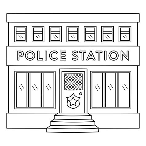 Premium Vector | Police Station Isolated Coloring Page for Kids