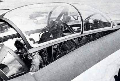 Cockpit of a B-47 Stratojet. The Pilot sits in front and copilot sits ...