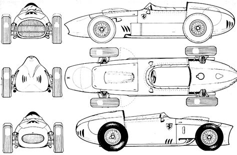 Ferrari 256 F1 Blueprint - Download free blueprint for 3D modeling