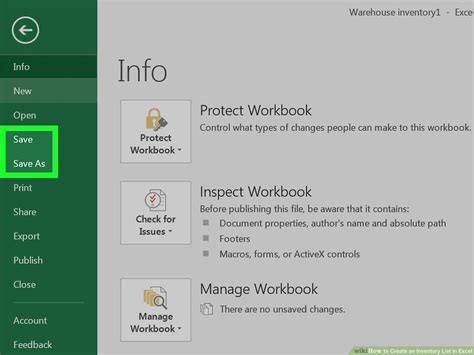 Excel Inventory Worksheet