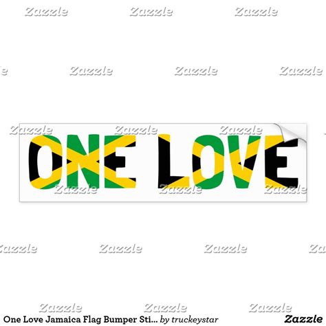 One Love Jamaica Flag Bumper Sticker | Zazzle | Bumper stickers, White ...