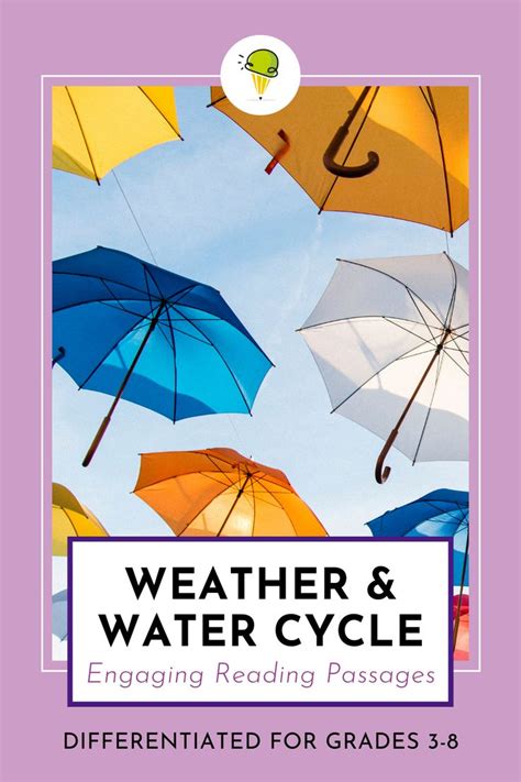 an image of colorful umbrellas with the words weather and water cycle ...