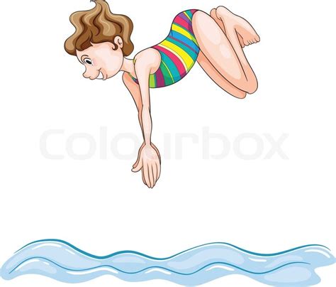 A girl diving into water | Stock vector | Colourbox