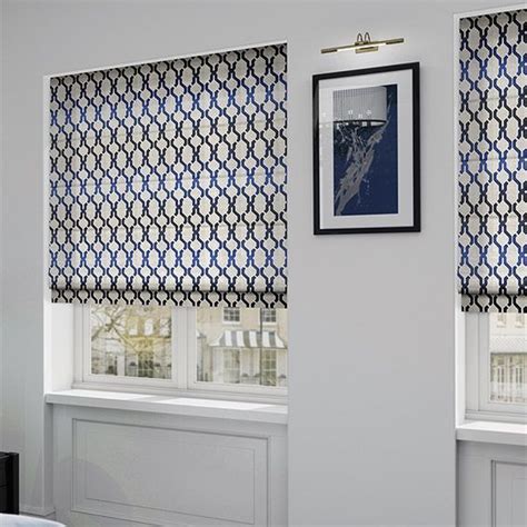 Dynasty Deep Blue Roman Blind | Patterned blinds, Living room blinds, Blinds design