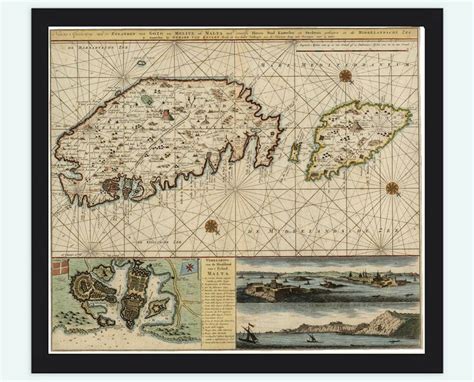 Old Map of Malta Island 1734 Vintage Map | Old map, Map of gibraltar, Malta map