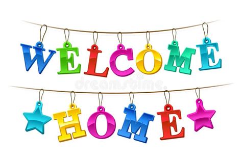 Colorful Welcome Home Banner with Tags Stock Vector - Illustration of layered, greeting: 77973266