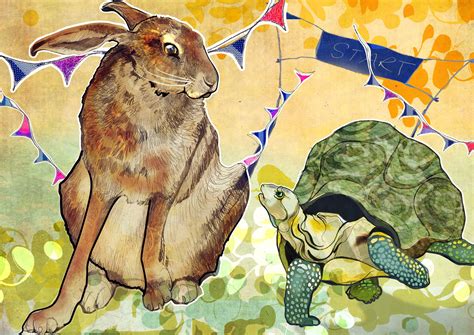 The Hare and The Tortoise, one of my mixed media illustrations ...