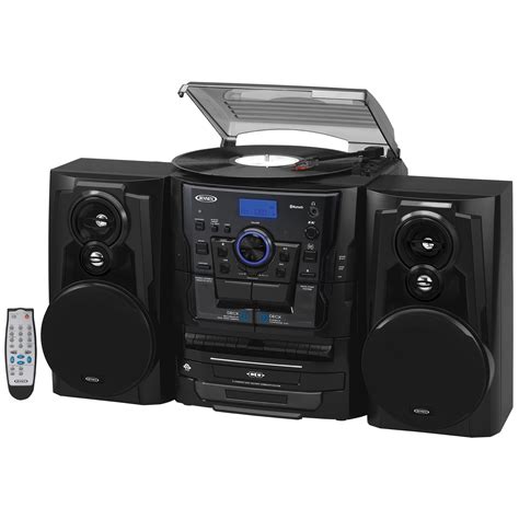 Jensen® Bluetooth® 3 Speed Stereo Turntable 3 CD Changer Music System with Dual Cassette Deck ...