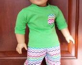 Items similar to American Girl Doll Pajama Set, 2 piece set, Chevron on Etsy