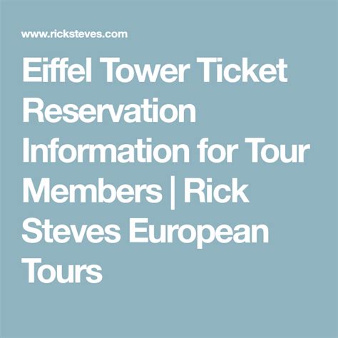Eiffel Tower Ticket Reservation Information for Tour Members | Rick Steves European Tours ...