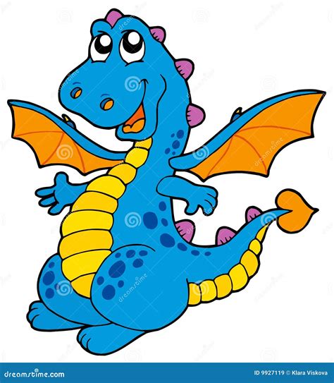 Cute blue dragon stock vector. Illustration of draw, artwork - 9927119