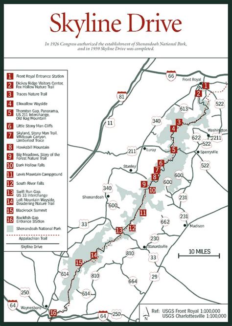 Shenandoah National Park Skyline Drive Map - United States Of America Map With States