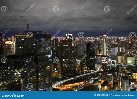 Osaka Skyline Night Views from Umeda Stock Image - Image of street ...