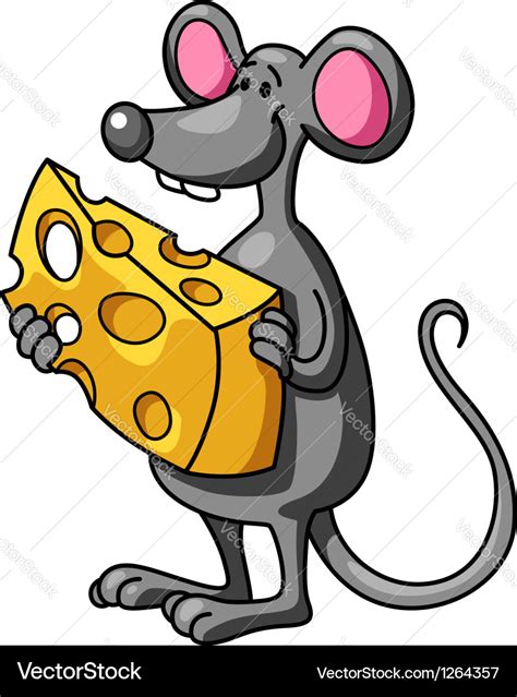 Funny cartoon mouse with cheese Royalty Free Vector Image