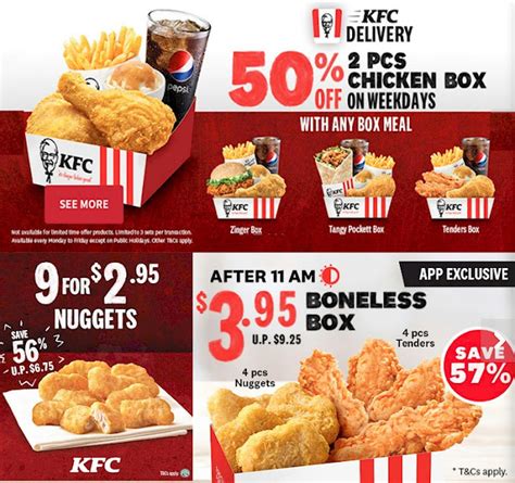 KFC Delivery 50% Off Chicken Box, Boneless Box For $3.95, 9 Nuggets For ...