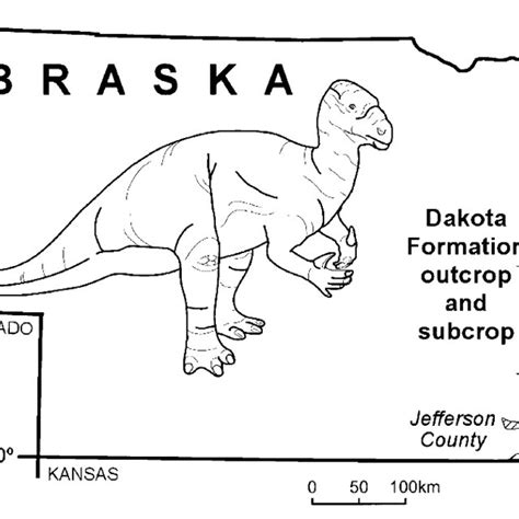 Map showing Dakota Formation outcrop and subcrop in Nebraska, probable... | Download Scientific ...