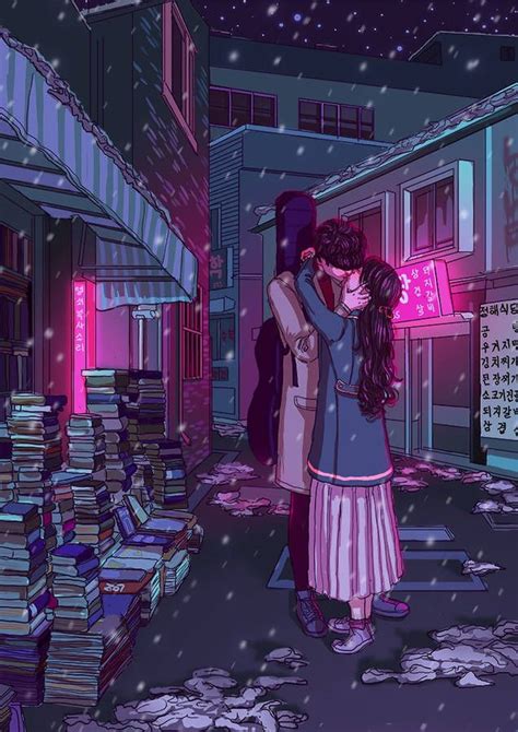 Download Anime Couple Kissing Love Art Wallpaper | Wallpapers.com in 2022 | Cute couple art ...