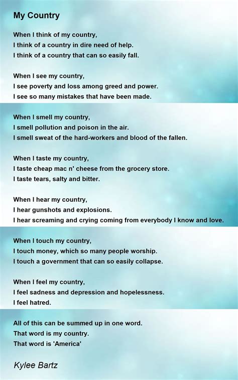 My Country - My Country Poem by Kylee Bartz