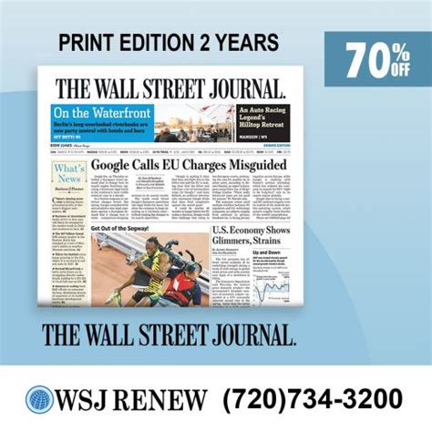 WSJ Print Edition Subscription for 2 Years at 70% Discount