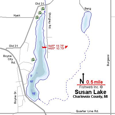 Susan Lake Map Charlevoix County Michigan Fishing Michigan Interactive™