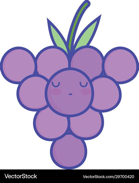 Bunch grape fruits cartoon food cute flat style Vector Image