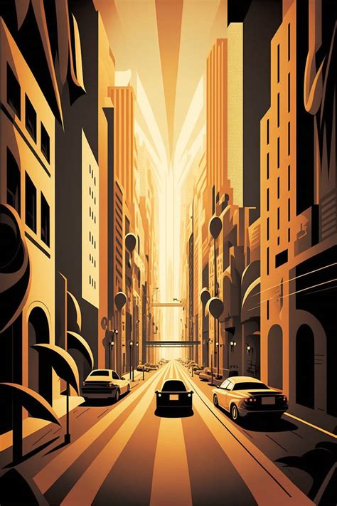 AI Art - Retro-futuristic Art Deco City Poster by Koalafish on DeviantArt