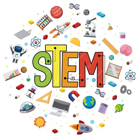 Premium Vector | Colourful stem education logo with learning elements