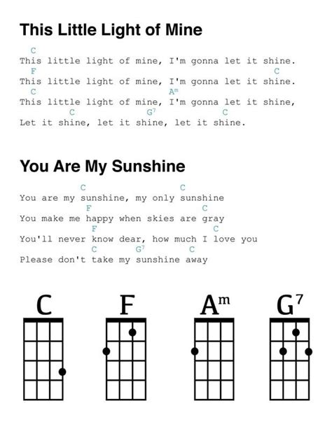 Ukulele simple chords Ukelele Chords Songs, Let It Shine, Elementary Music, Song Playlist, Easy ...