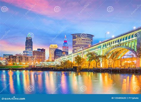 View of Downtown Cleveland Skyline in Ohio USA Stock Photo - Image of place, landscape: 125485620