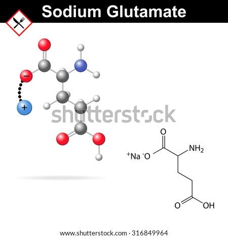 Sodium Glutamate - Chemical Structural Formula And Model, Flavor Enhancer, E621 Food Additive ...