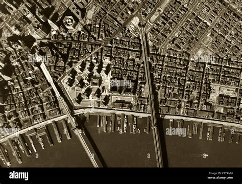 historical aerial map view Brooklyn Manhattan bridges East river ...