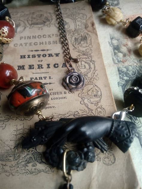 Victorian Memento Mori Carved Hand Assemblage Necklace - Etsy