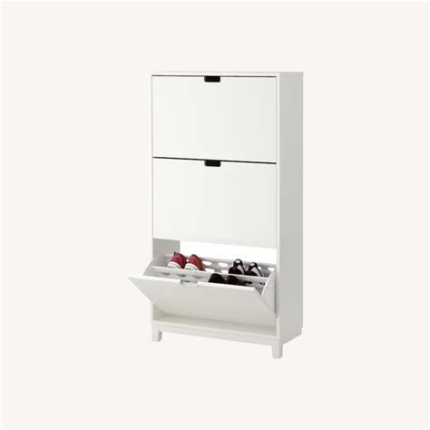 IKEA Shoe Cabinet With 3 Compartments, White - AptDeco