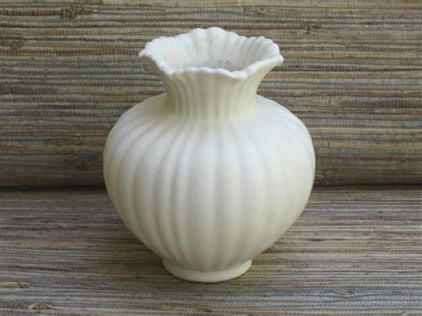 Vintage White Fluted Ceramic Vase