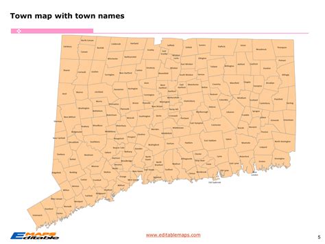 Connecticut Town Map - Editable PowerPoint Maps