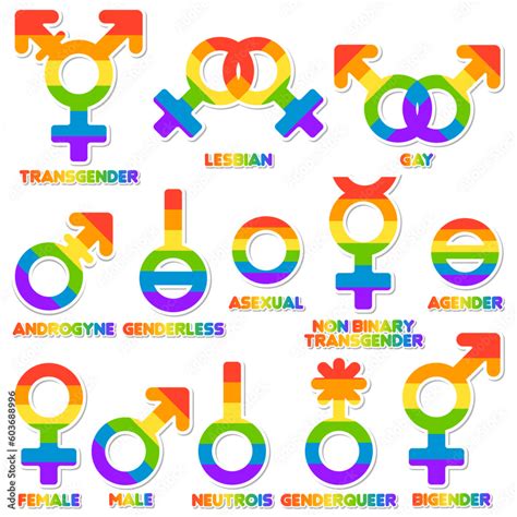 LGBTQ+ symbols collection. Gender symbols. Label set. Stock Vector | Adobe Stock