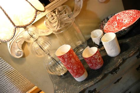 Textures, Glass Lamp, and porcelain candle holders, red an… | Flickr