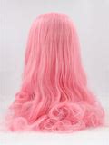 Long Cotton Rose Hibiscus Pink Wavy Synthetic Lace Front Wig ...