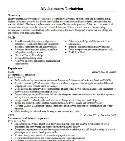 Mechatronics Engineer Objectives | Resume Objective