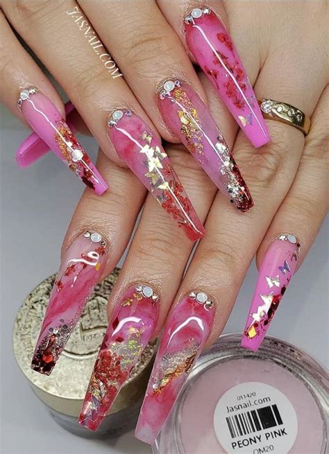 24 Hot Acrylic Pink Coffin Nails Design For Valentine's Nails - Latest ...