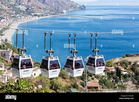 Cable cars in Taormina, Sicily, Italy Stock Photo - Alamy