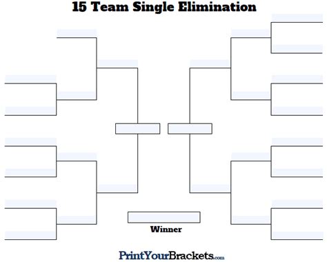 Fillable 15 Team Tourney Bracket - Editable Bracket