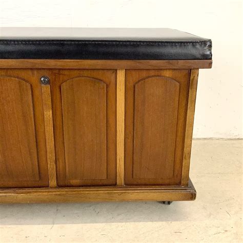 Mid-Century Modern Bench With Record Storage - AptDeco