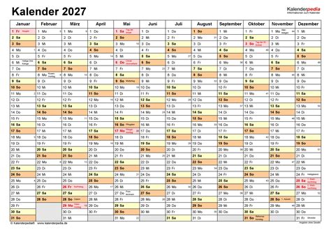 Kalender 2027 zum Ausdrucken als PDF (19 Vorlagen, kostenlos)