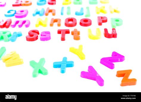 Colorful magnetic letters isolated on white Stock Photo - Alamy