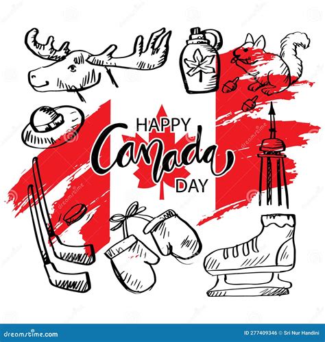 Happy Canada Day, Doodle Drawing Illustration. Stock Illustration ...