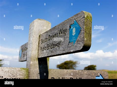 Public bridleway signs South Downs Stock Photo - Alamy