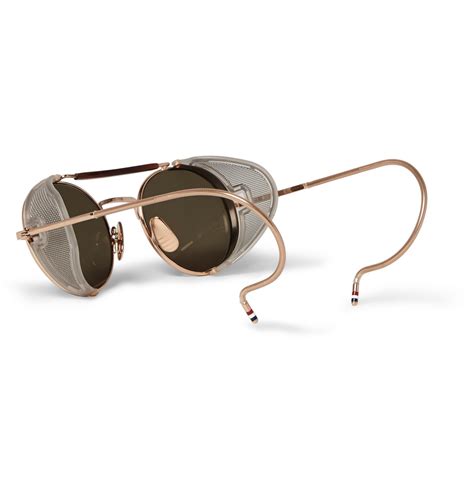 Thom Browne Round-Frame Gold-Tone Sunglasses in Black for Men - Lyst