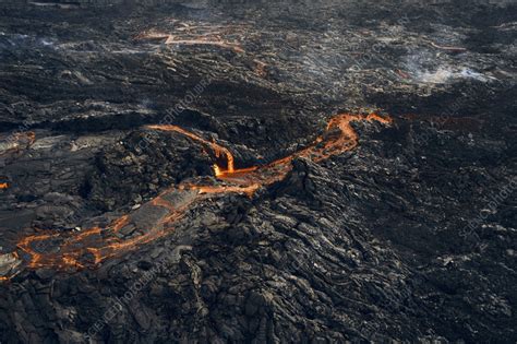 Aerial view of lava flow, Grindavik, Southern Peninsula, Iceland ...